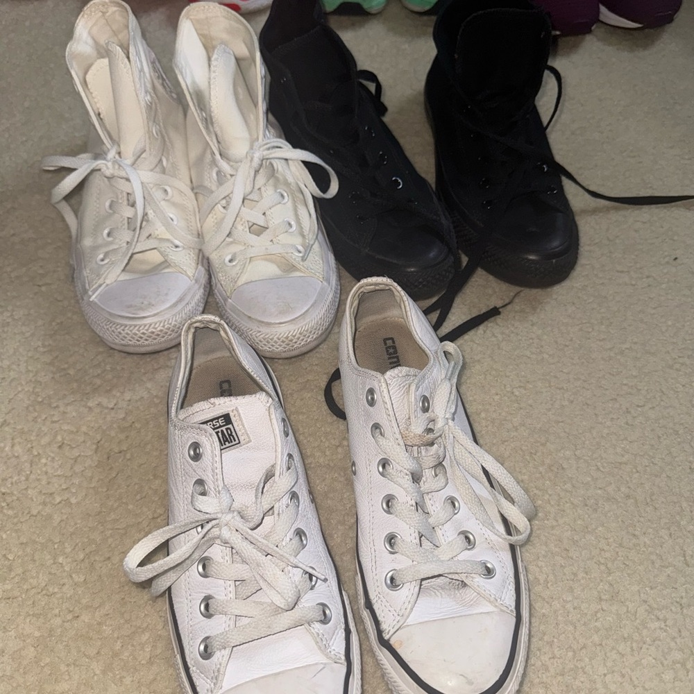 Converse High and Low Top Sneakers - White and Black bundle 6men 8 women